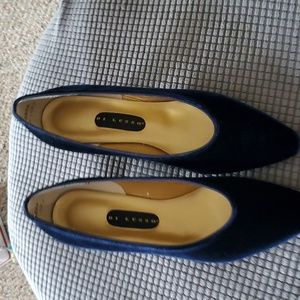Di Lusso velour navy blue pumps